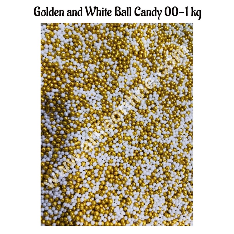 CAKE DECOR Sugar Candy - Golden and White Balls Candy- 00 - 1 kg