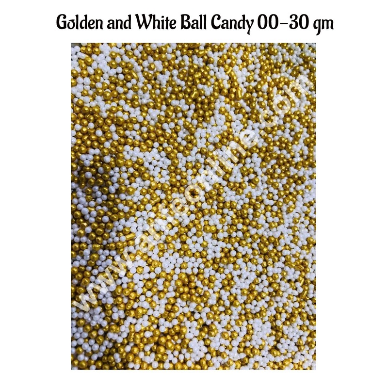 CAKE DECOR Sugar Candy - Golden and White Balls Candy- 00 - 30 gm