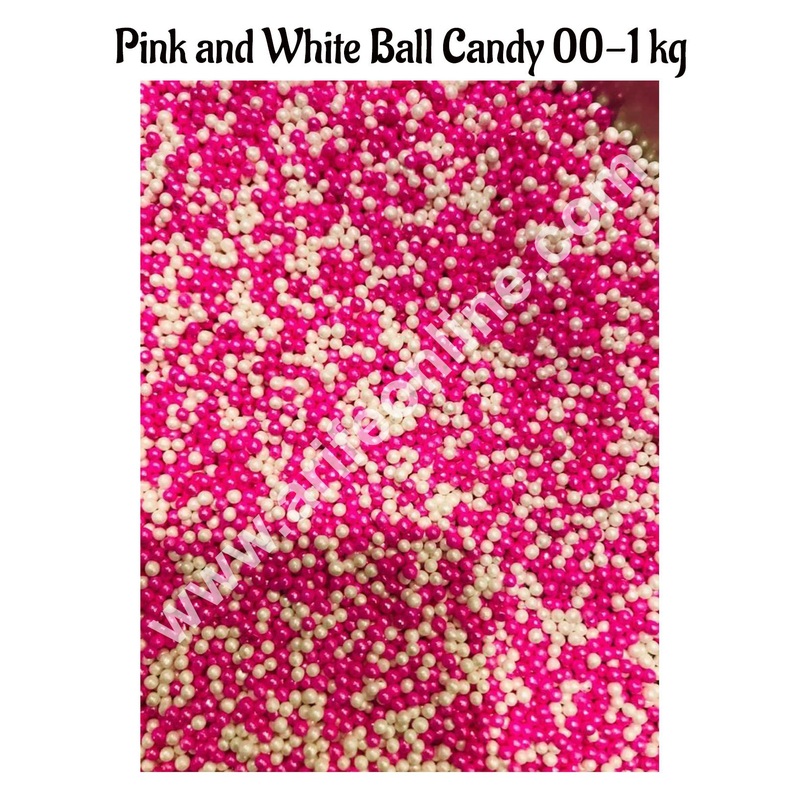 CAKE DECOR Sugar Candy - Pink and White Balls Candy- 00 - 1 kg