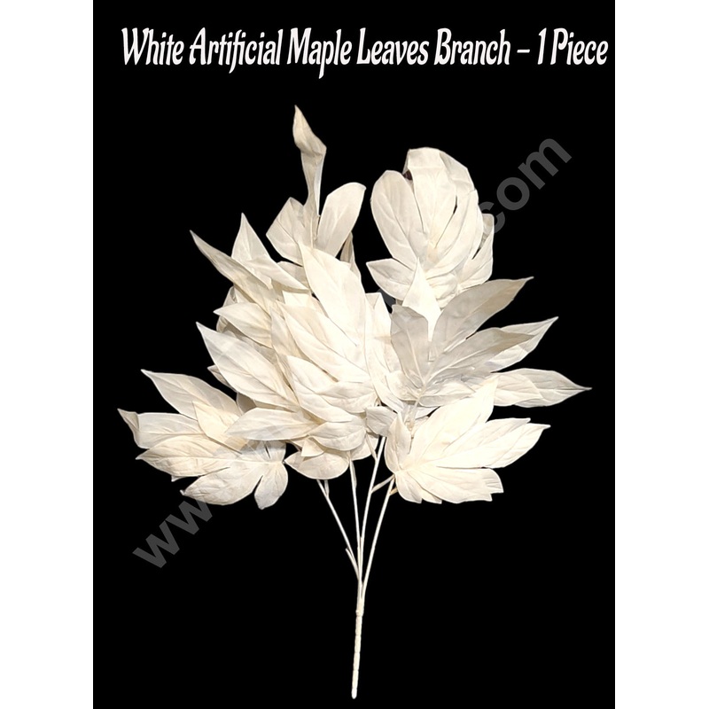 CAKE DECOR  White Artificial Maple Leaves Branch for Decoration  1 Piece