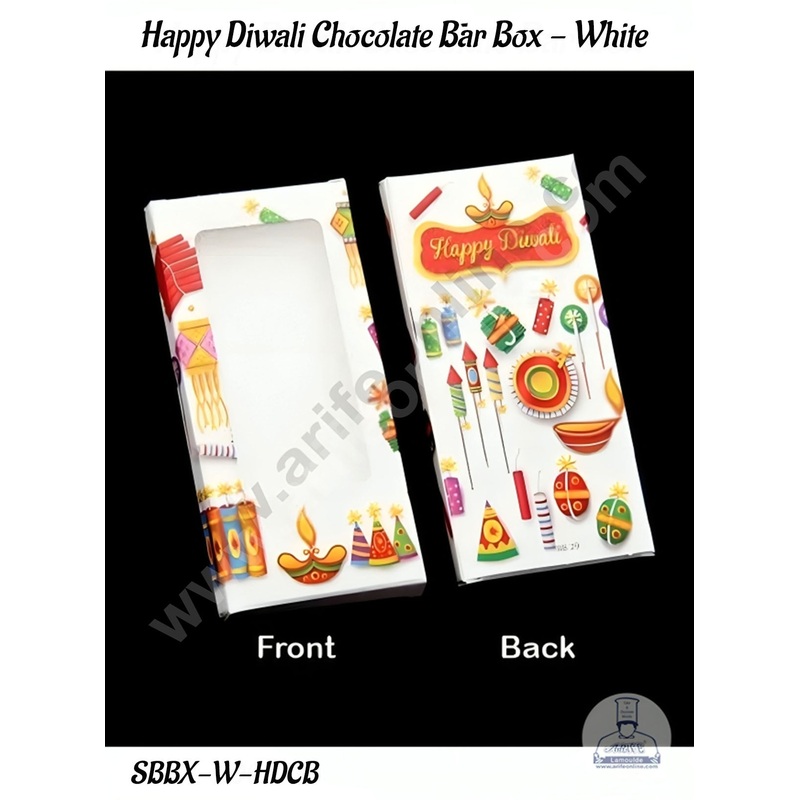 CAKE DECOR White Happy Diwali Chocolate Bar Box - (Pack of 10 Pc)