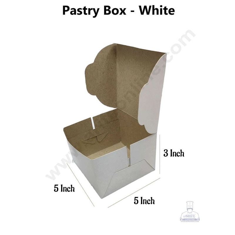 CAKE DECOR White Pastry Box - 5x5x3( Pack of 10 Pcs )