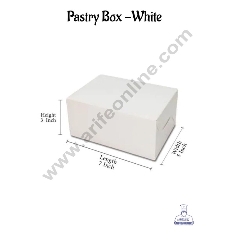 CAKE DECOR White Pastry Box - 7x5x3( Pack of 10 Pcs )
