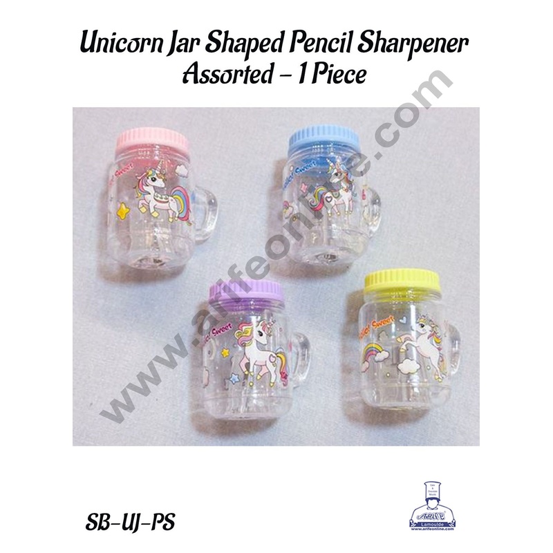 CAKE DECOR 1 Pc Unicorn Jar Shaped Pencil Sharpener  - Assorted | Return Gifts - 1 Piece