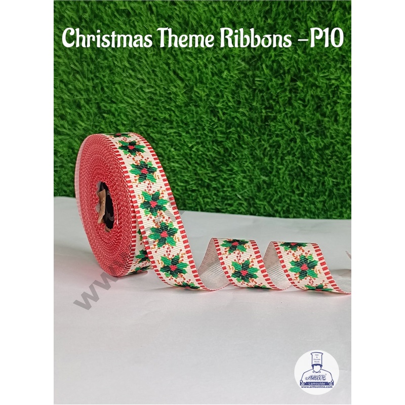 CAKE DECOR 1 Roll Christmas Theme Ribbons | Gift Wrapping | Hamper Decoration ( SBR-CH-P10 )