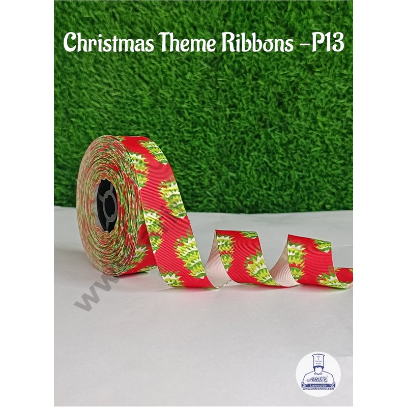CAKE DECOR 1 Roll Christmas Theme Ribbons | Gift Wrapping | Hamper Decoration ( SBR-CH-P13 )