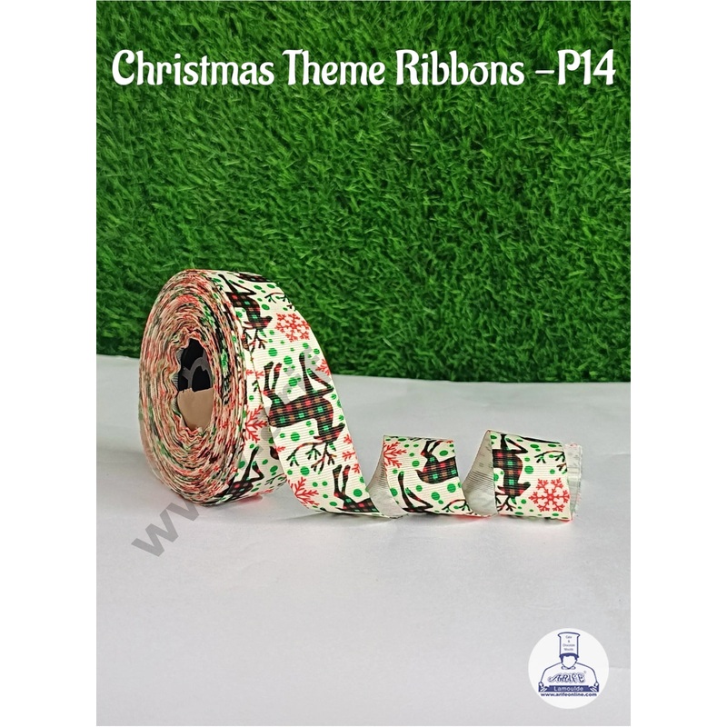 CAKE DECOR 1 Roll Christmas Theme Ribbons | Gift Wrapping | Hamper Decoration ( SBR-CH-P14 )