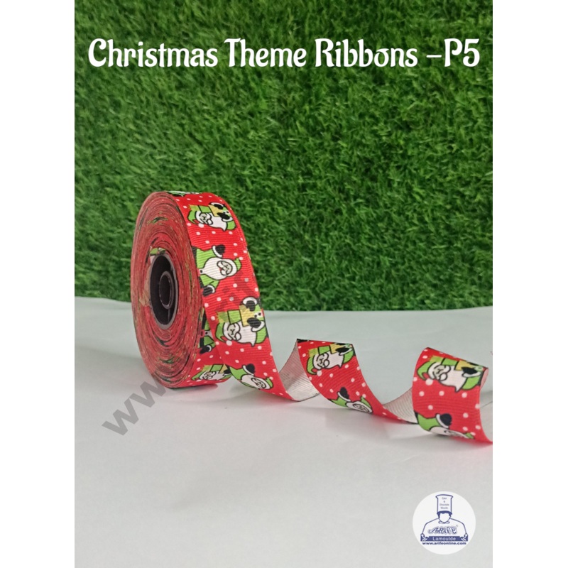 CAKE DECOR 1 Roll Christmas Theme Ribbons | Gift Wrapping | Hamper Decoration (SBR-CH-P5)