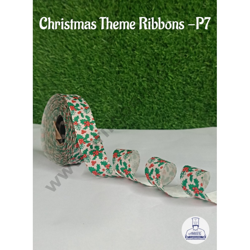 CAKE DECOR 1 Roll Christmas Theme Ribbons | Gift Wrapping | Hamper Decoration (SBR-CH-P7)