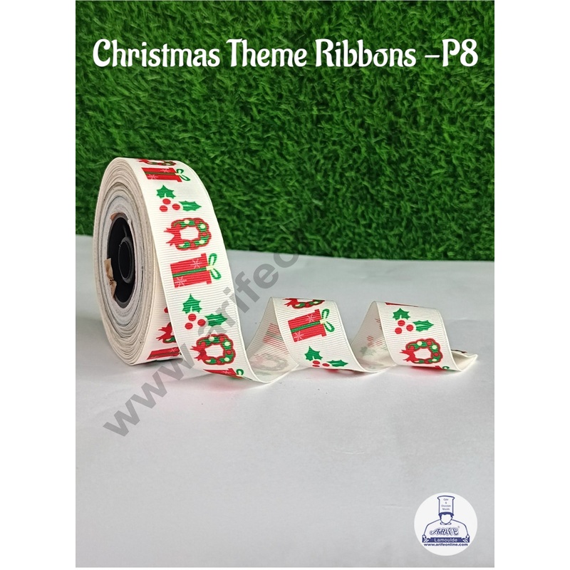 CAKE DECOR 1 Roll Christmas Theme Ribbons | Gift Wrapping | Hamper Decoration ( SBR-CH-P8 )