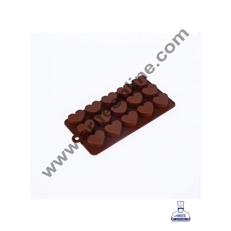 CAKE DECOR 15 Cavity Heart Shape Silicon Chocolate Mould, Ice Mould, Chocolate Decorating Mould (SBCM-737)