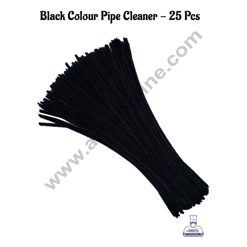 Cake Decor 25 Pcs Black Colour Pipe Cleaner Tie For Art And Craft , Gift , Chocolate Wraping