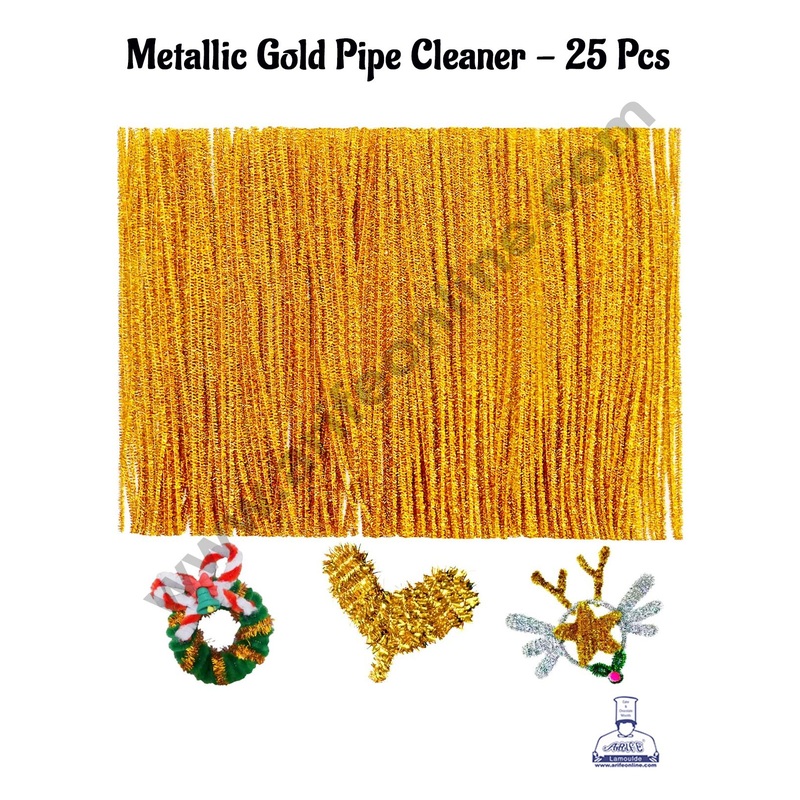Cake Decor 25 Pcs Metallic Gold Pipe Cleaner Tie For Art And Craft , Gift , Chocolate Wraping