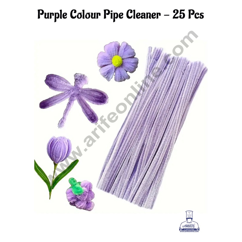 Cake Decor 25 Pcs Purple Colour Pipe Cleaner Tie For Art And Craft , Gift , Chocolate Wraping