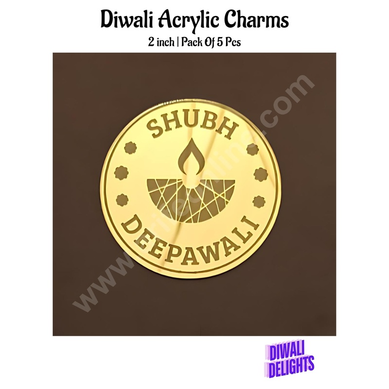 Cake Decor Acrylic Happy Diwali Charms For Hampers Cake and Cupcakes Toppers ( SBMT-DCharms-003 )
