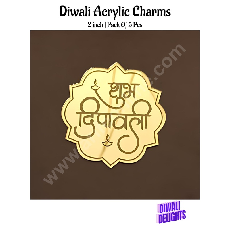 Cake Decor Acrylic Happy Diwali Charms For Hampers Cake and Cupcakes Toppers ( SBMT-DCharms-005 )