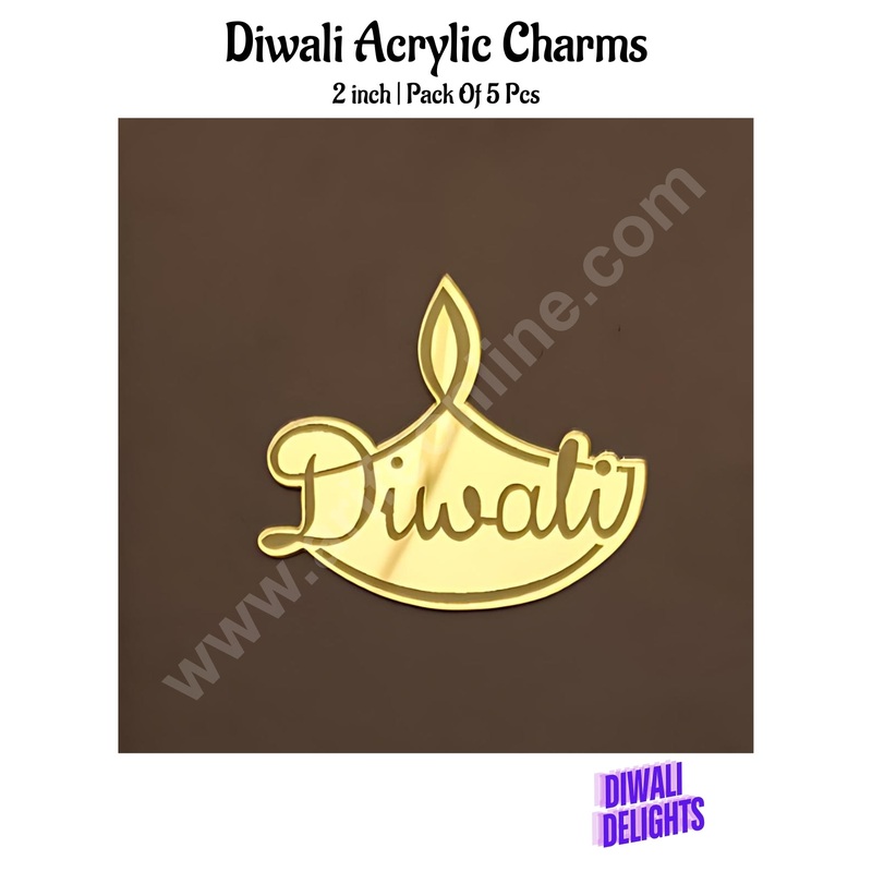 Cake Decor Acrylic Happy Diwali Charms For Hampers Cake and Cupcakes Toppers ( SBMT-DCharms-006 )