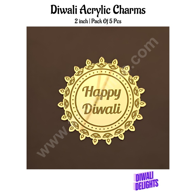 Cake Decor Acrylic Happy Diwali Charms For Hampers Cake and Cupcakes Toppers ( SBMT-DCharms-007 )
