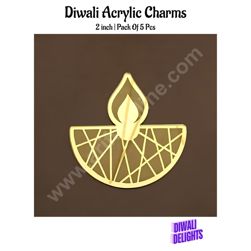 Cake Decor Acrylic Happy Diwali Charms For Hampers Cake and Cupcakes Toppers ( SBMT-DCharms-008 )
