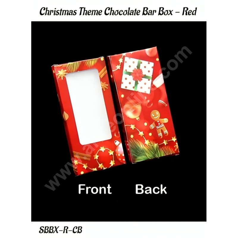 CAKE DECOR Christmas Theme Red Chocolate Bar Box - (Pack of 10 Pc)