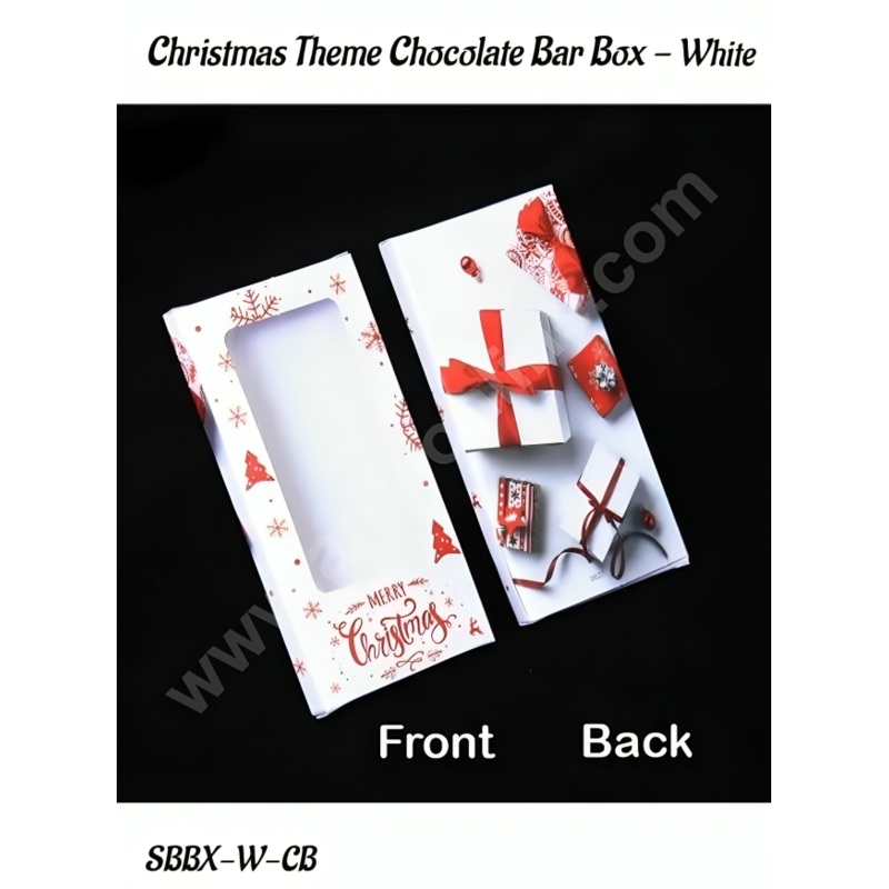 CAKE DECOR Christmas Theme White Chocolate Bar Box - (Pack of 10 Pc)
