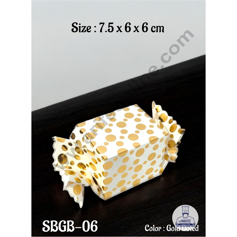 CAKE DECOR Goodie Bag For Hampers | Chocolate Box Hamper Box 10 Pcs Pack - Gold Dots SBGB-06-Dots