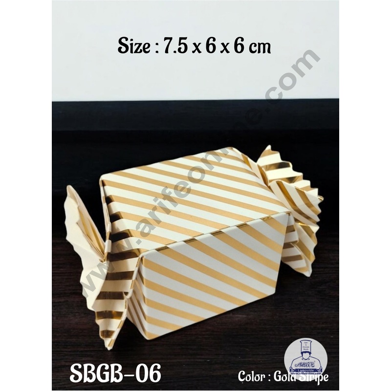 CAKE DECOR Goodie Bag For Hampers | Chocolate Box Hamper Box 10 Pcs Pack - Gold Stripes SBGB-06-Stripes
