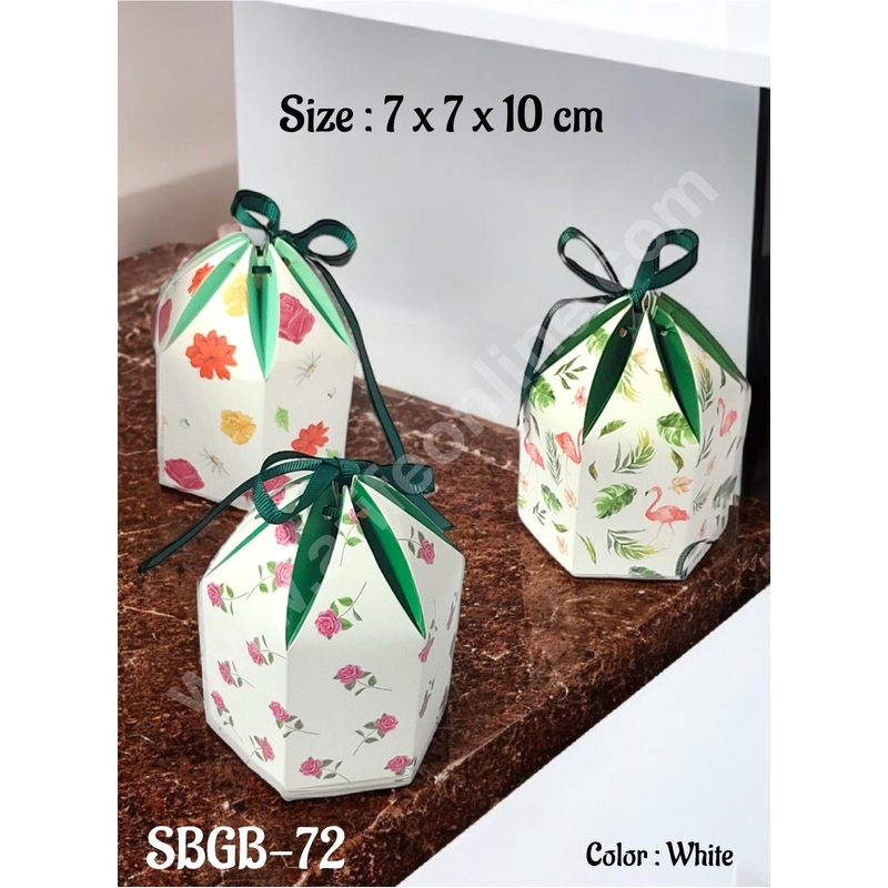 CAKE DECOR Goodie Bag For Hampers | Chocolate Box Hamper Box 10 Pcs Pack - White Random Floral Print SBGB-72-W