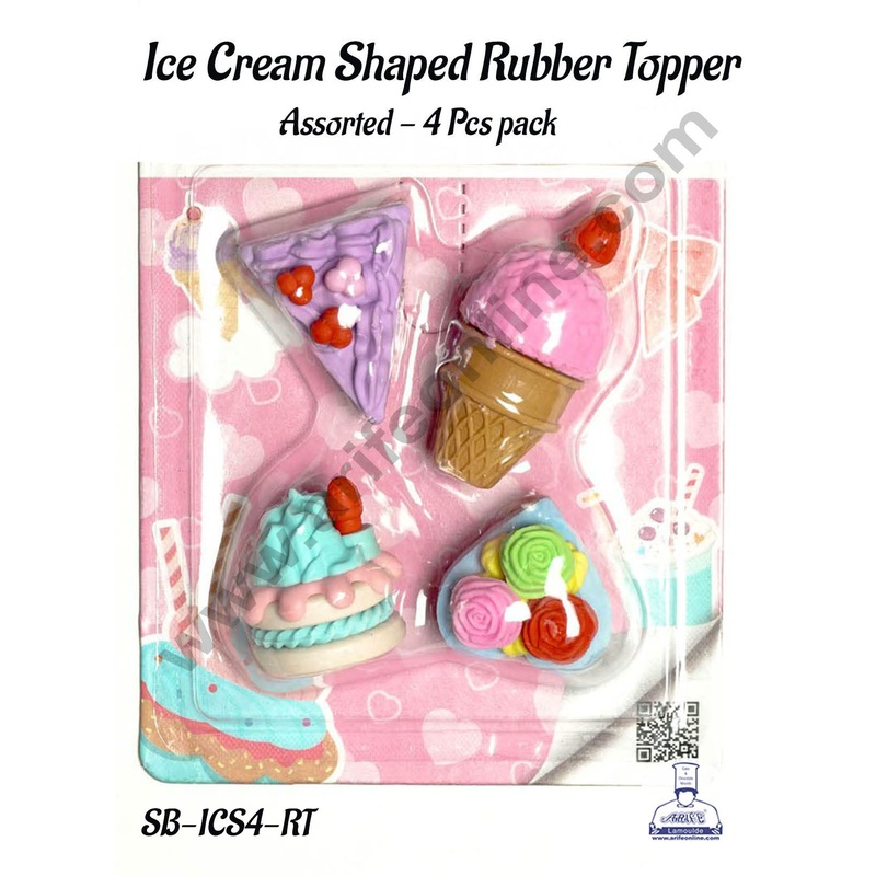 CAKE DECOR Ice Cream Shaped Rubber Topper - 4 Pcs Pack | Return Gifts