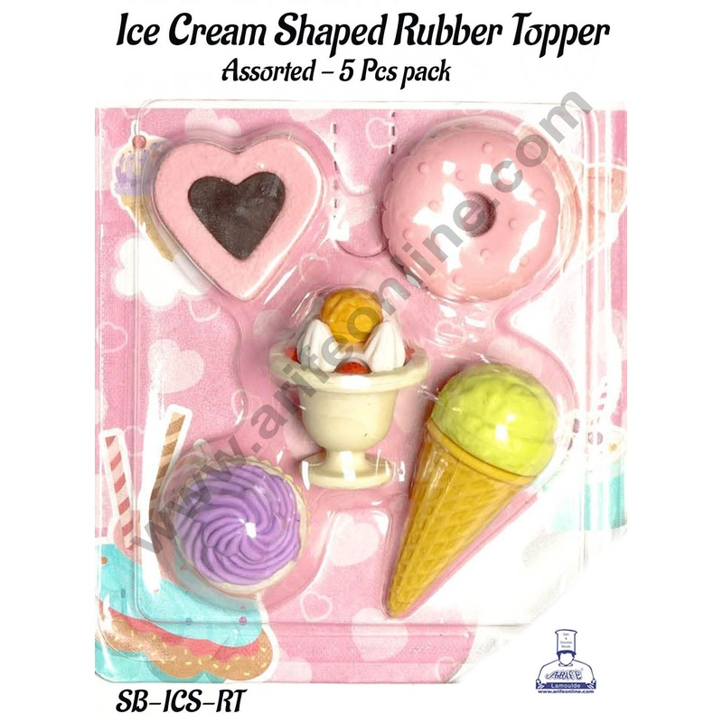 CAKE DECOR Ice Cream Shaped Rubber Topper - 5 Pcs Pack | Return Gifts