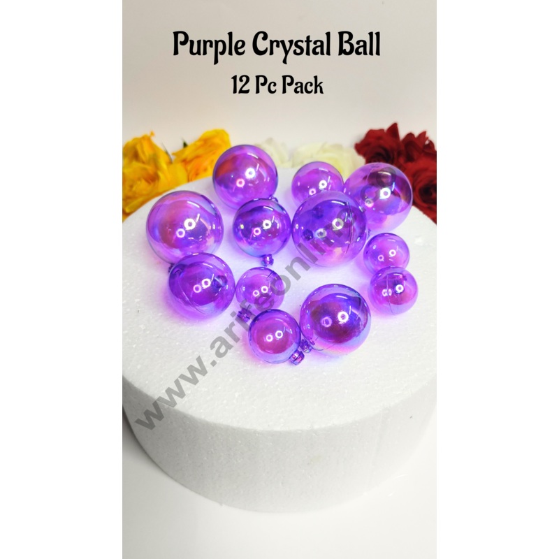 CAKE DECOR Purple Crystal Bubble Balls Topper For Cake and Cupcake Decoration - Purple ( 12 pcs Pack )