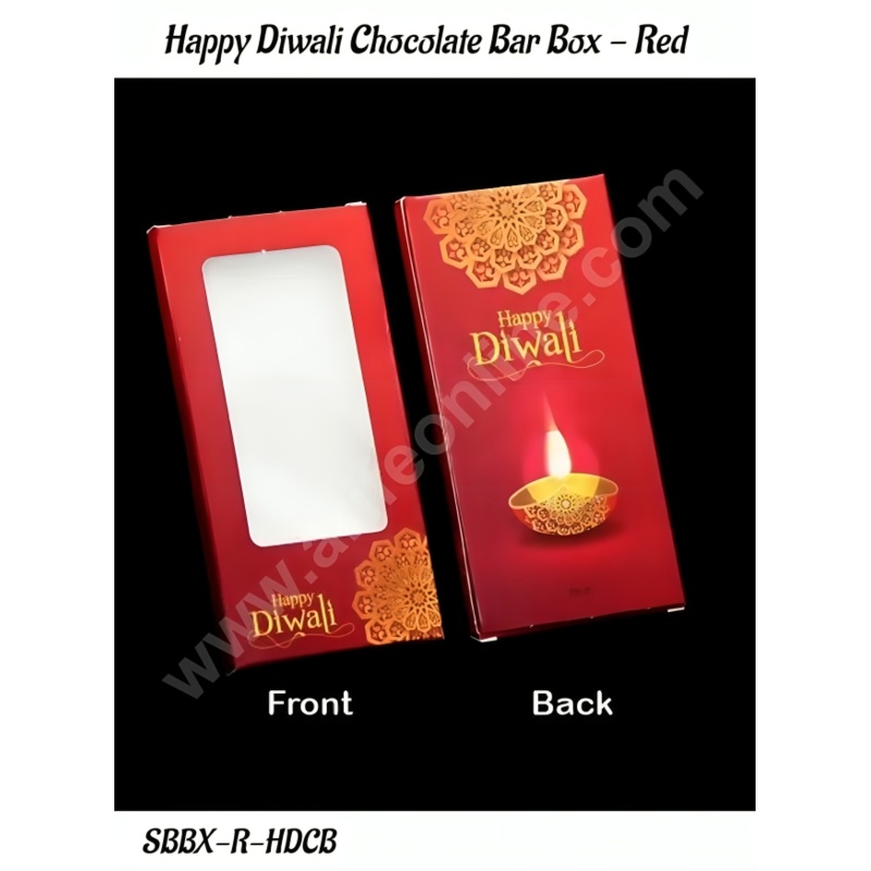 CAKE DECOR Red Happy Diwali Chocolate Bar Box - (Pack of 10 Pc)