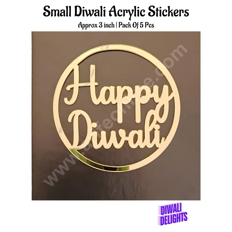 Cake Decor Small Diwali Acrylic Stickers For Hampers Cake and Cupcakes Toppers ( SBMT-DStick-001 )
