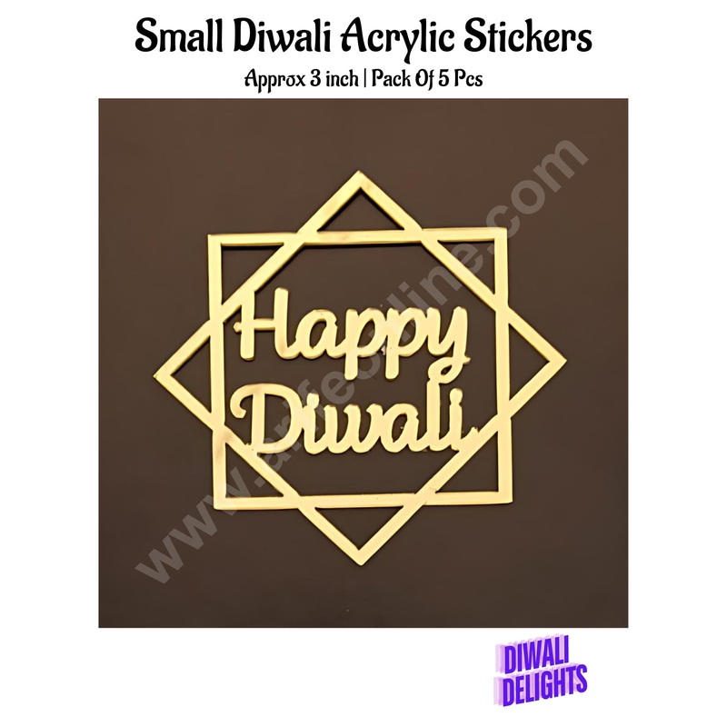 Cake Decor Small Diwali Acrylic Stickers For Hampers Cake and Cupcakes Toppers ( SBMT-DStick-002 )