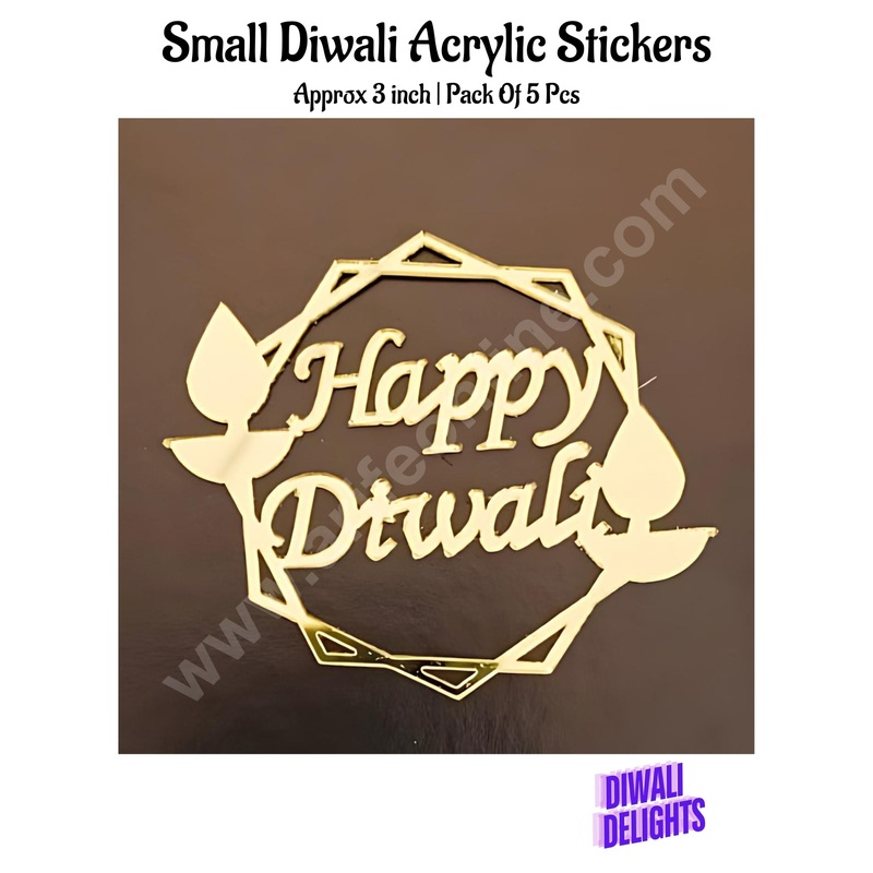 Cake Decor Small Diwali Acrylic Stickers For Hampers Cake and Cupcakes Toppers ( SBMT-DStick-004 )