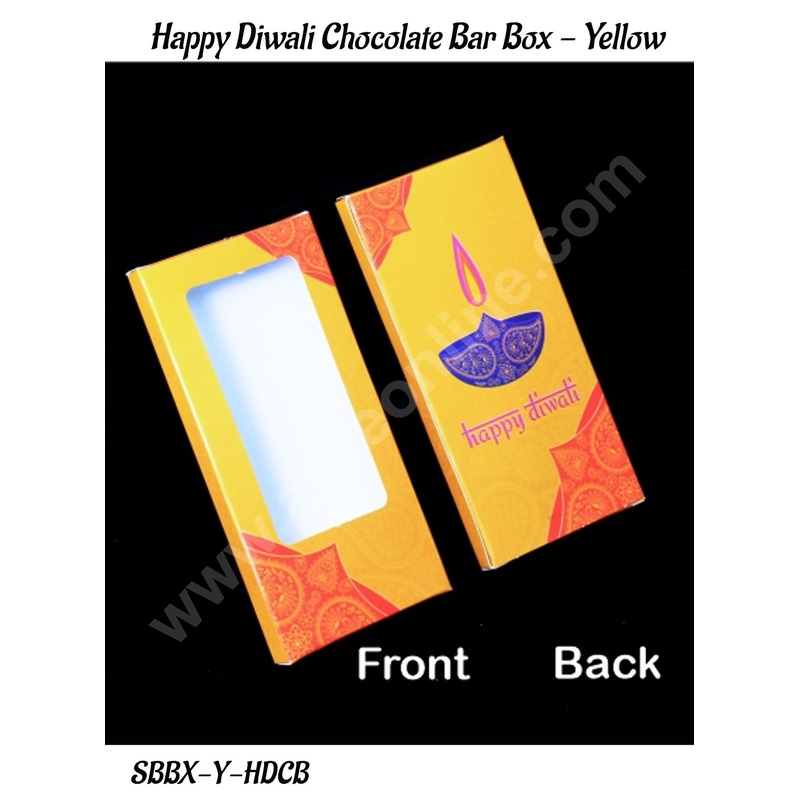 CAKE DECOR Yellow Happy Diwali Chocolate Bar Box - (Pack of 10 Pc)