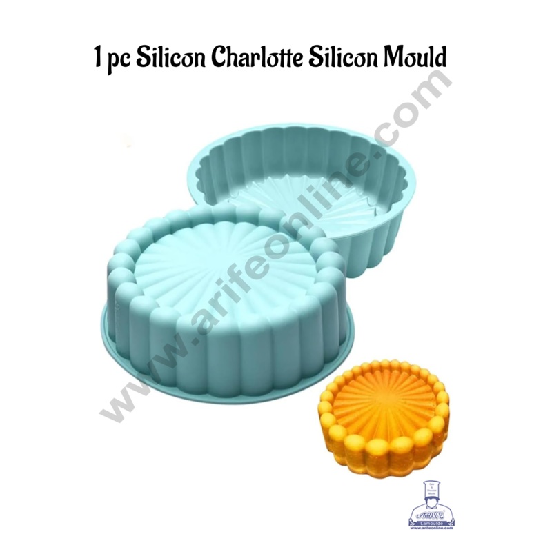 CAKE DECOR 1 pc Silicon Charlotte Silicon Mould, Non-Stick Silicone Tart Cake Mold Round 20cm Diameter,Flower Cake Pan, Silicone Baking Cake Mold, Charlotte Cake Baking Pan (SBSM-Charl)