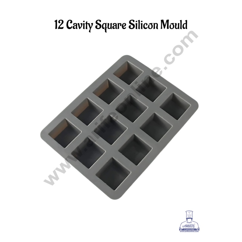CAKE DECOR 12 Cavity Square Shape Silicone moulds for Soaps, Chocolate Jelly Desserts (SBSM-LBM1204)