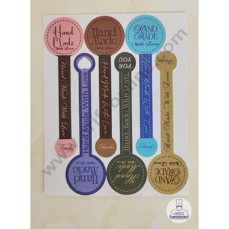CAKE DECOR 12 Pcs Hand Made Long Stickers For Jars, Cookies, Cake Box, Pastry Bags, Hamper Seals, Gifting Labels Bakery Stickers - Multi Color