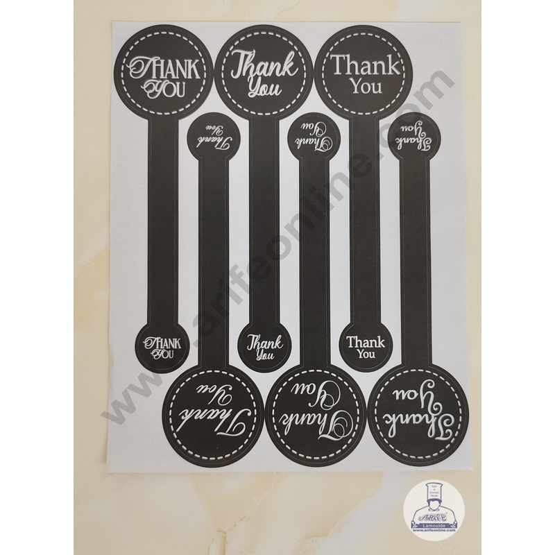 CAKE DECOR 12 Pcs Thank You Long Stickers For Jars, Cookies, Cake Box, Pastry Bags, Hamper Seals, Gifting Labels Bakery Stickers - Black