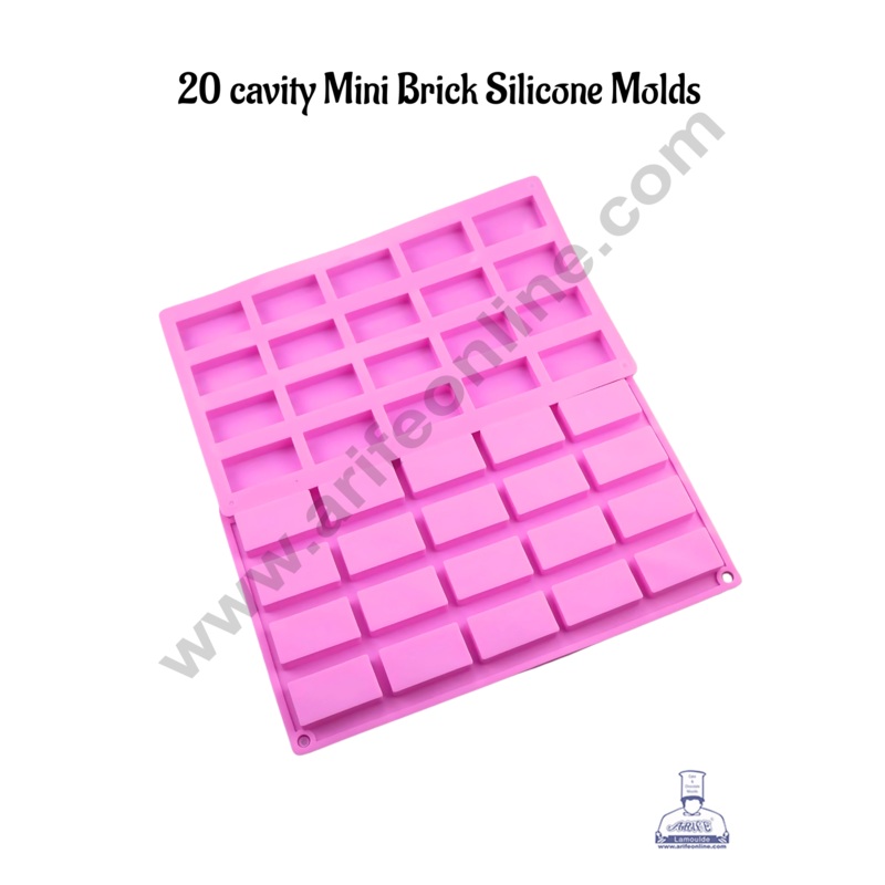 CAKE DECOR 20 Cavity Mini Brick Shape Silicone moulds for Soaps, Chocolate Jelly Desserts (SBSM-LBM1092)