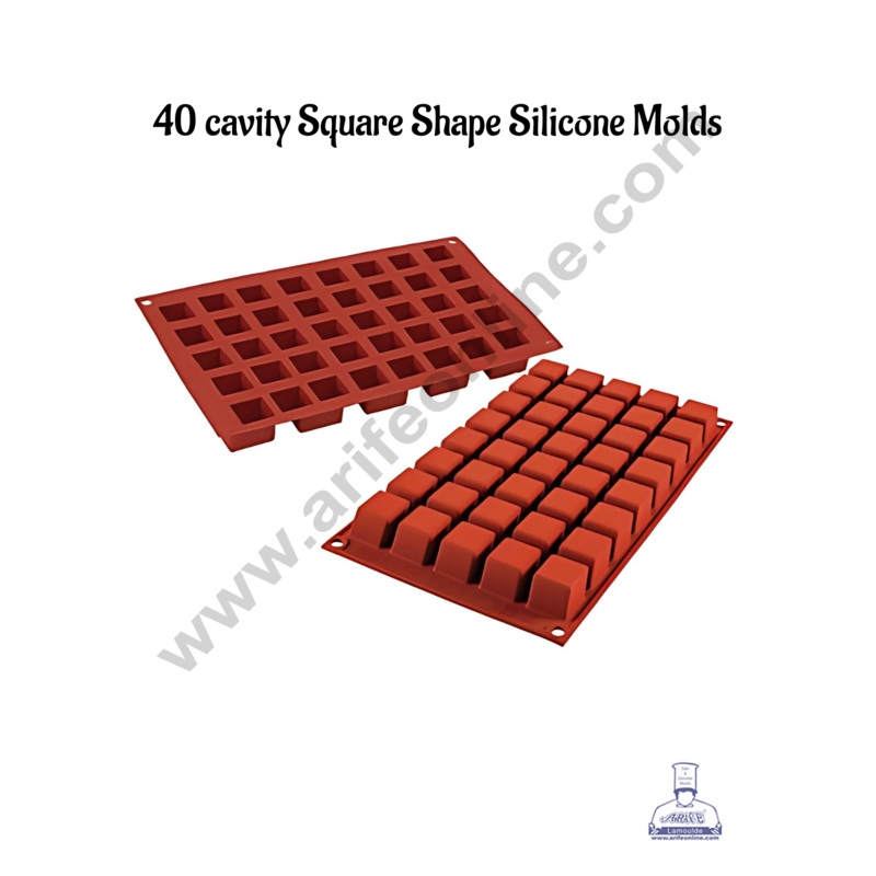 CAKE DECOR 40 Cavity Square Shape Silicone moulds for Soaps, Chocolate Jelly Desserts (SBSM-LBM1321)