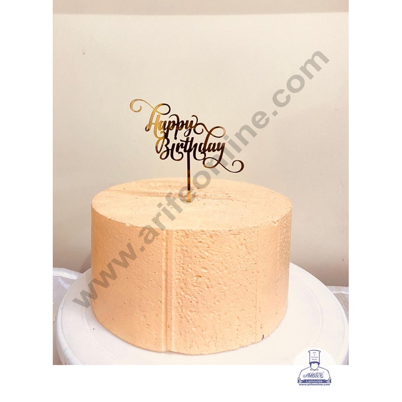 CAKE DECOR 5 inch Acrylic Gold Mirror Finishing Acrylic Stylish Happy Birthday Cake Topper  Design-9 ( SBMT-1244 )