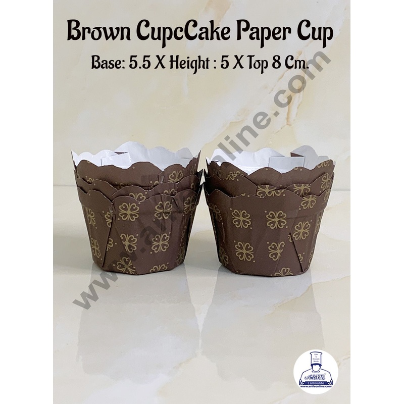 CAKE DECOR 50 Pcs Brown CupCake Paper Cup Bake and Serve Cake Mould