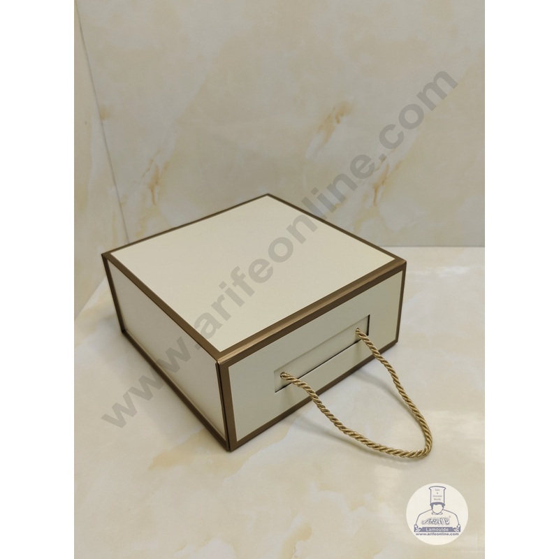 CAKE DECOR Beige Gold Folding Hard Hamper Box With Handle | Gift Box | Present Box - 1 Pc