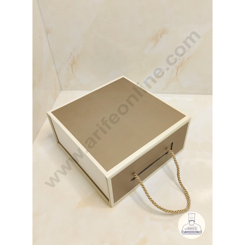 CAKE DECOR Gold Beige Folding Hard Hamper Box With Handle | Gift Box | Present Box - 1 Pc