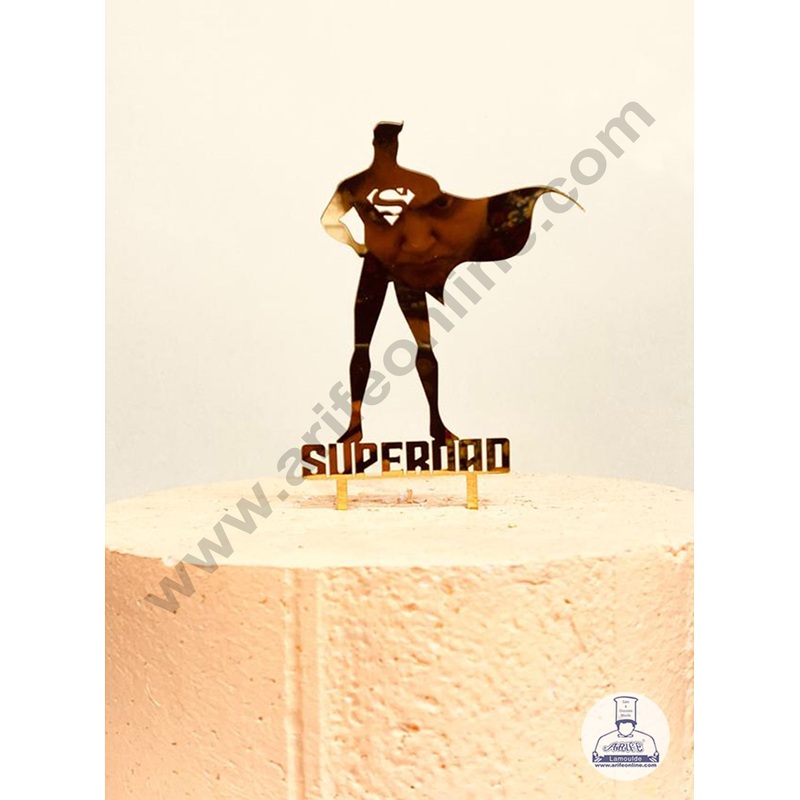 CAKE DECOR Golden Acrylic Superman Theme Cake Topper And Dessert Decoration ( SBMT-1220)