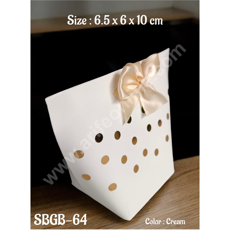 CAKE DECOR Goodie Bag For Hampers | Chocolate Box Hamper Box 10 Pcs Pack - Cream Ribbon SBGB-64-Cr