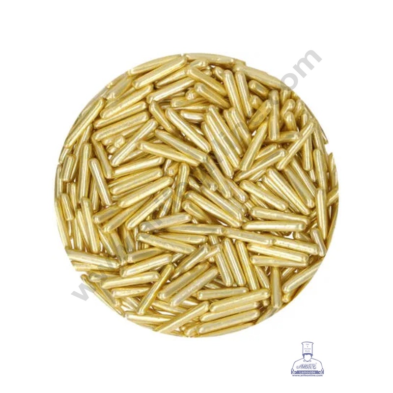CAKE DECOR Sugar Candy - Gold Rod Jimmies Sprinkles and Candy 100 Gms