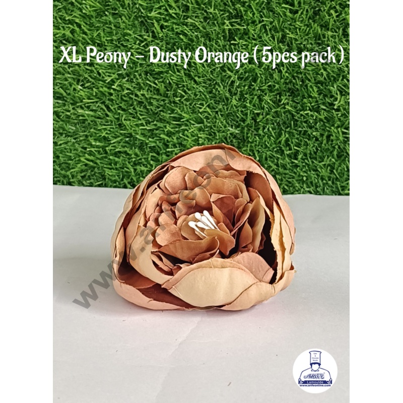 Cake Decor  XL Peony Artificial Flower For Cake Decoration  Dusty Orange ( 5 pc pack )